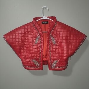 AKIRA Red Quilted Cape with Embellishments